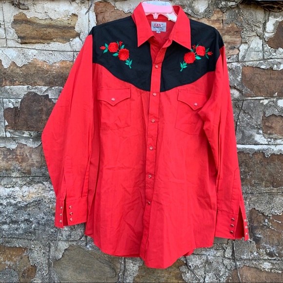 Ely Cattleman Other - Vintage Ely rose embroidered yoke western shirt